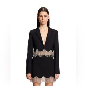 AREA NYC Crystal Scallop Cropped Blazer